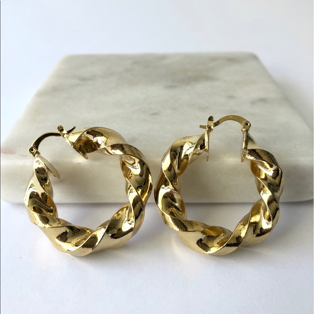 NEW Thick Spiral Twisted Gold Earrings